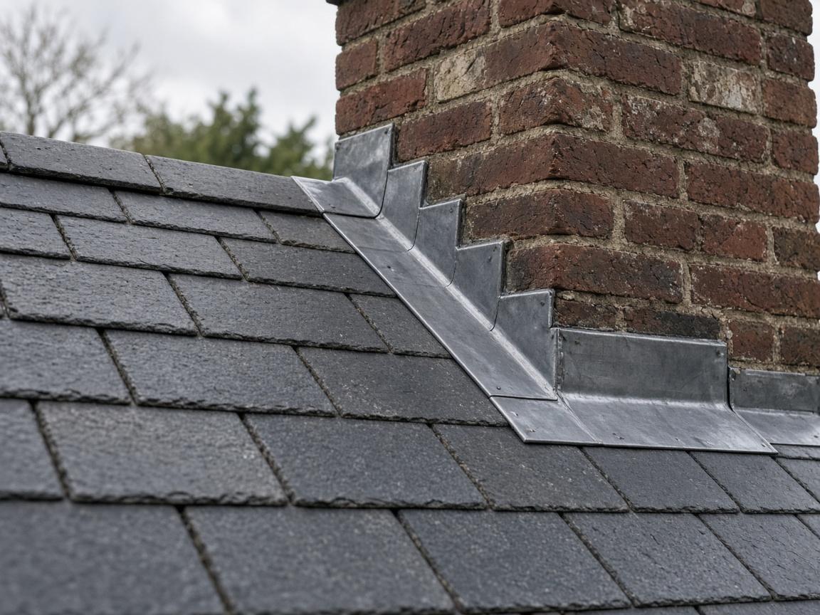 Placeholder photo of lead flashing at a chimney