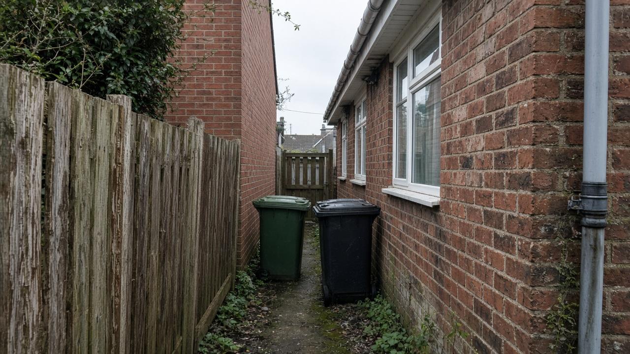 Placeholder photo of a narrow side alley before building