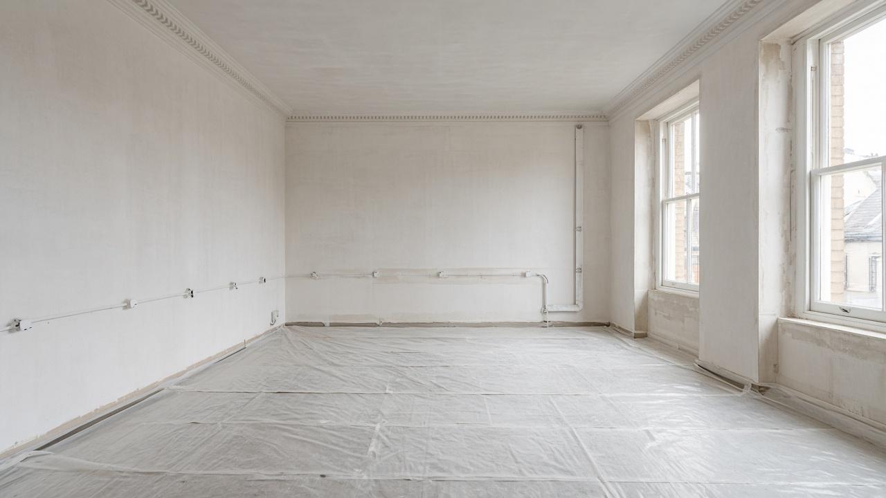 Placeholder photo of a room part way through refurbishment